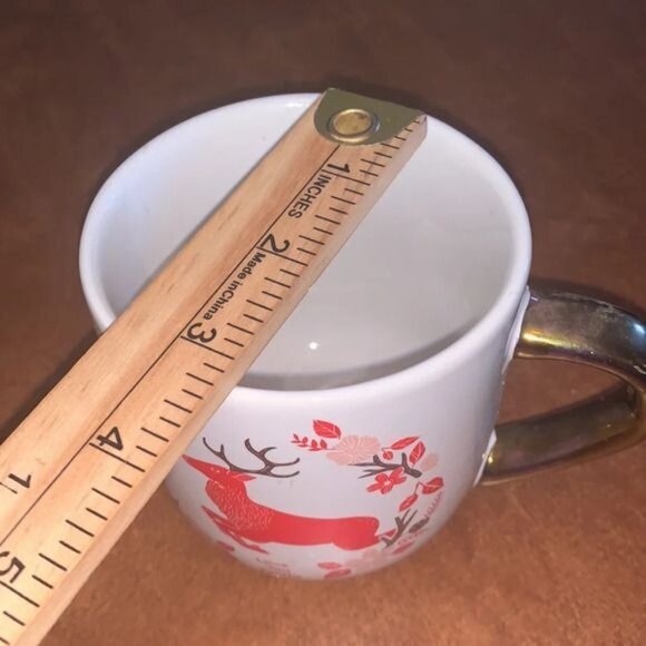 Threshold White Stoneware Mug With Red Deer & Gold Handle - Picture 7 of 7